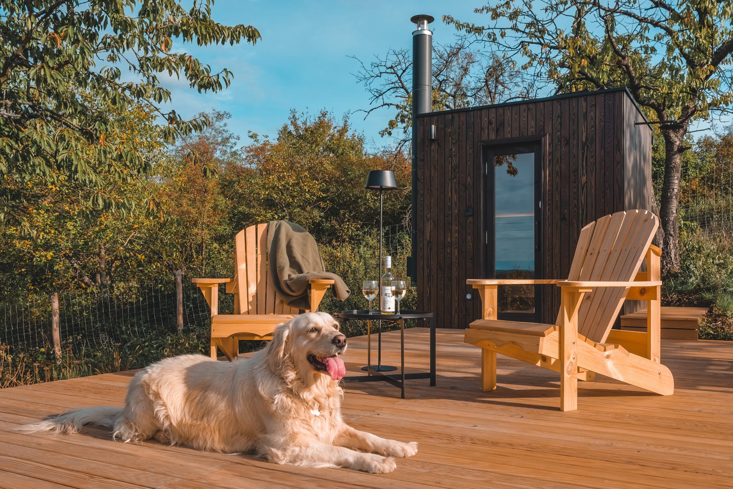 Terasz kilátással a dombokra a NestOff kabinnál